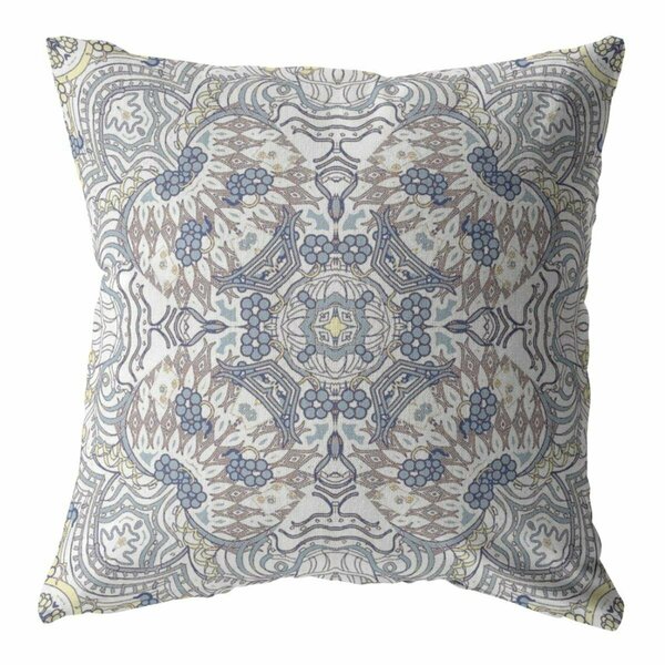 Palacedesigns 28 in. Boho Ornate Indoor & Outdoor Throw Pillow Yellow & Gray PA3104910